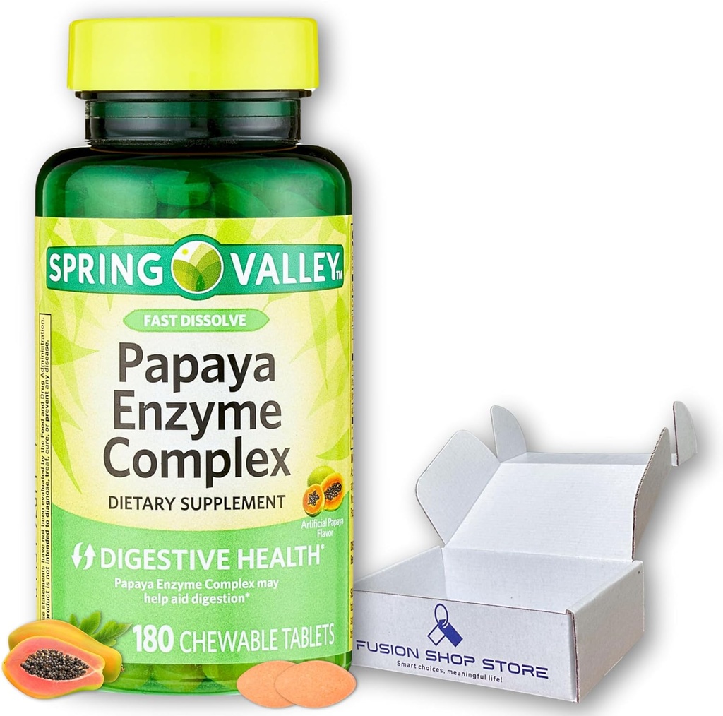 Papaya Enzymes Chewable- Komplek Tabletler Diyetsel Tamam, 180 Kont ( 1), Fusion Shop tarafından Boxed