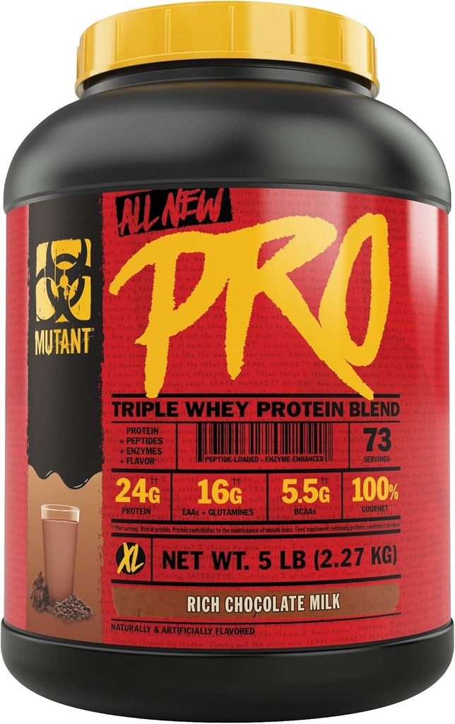 Mutant Pro – Triple Whey Protein Toz Supplement – Time-Released for Advancedd Amino Asit Absorps – Decadent Gourmet Flavors – 5 lbs – Rich Chocolate