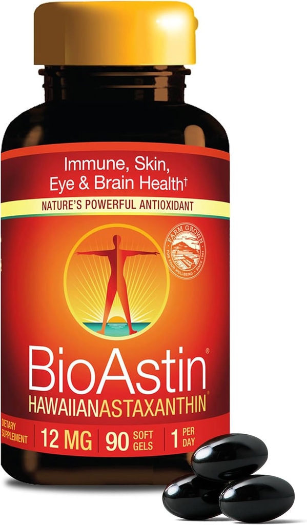 Nutrex Hawaii BioAstin Hawaii Astaxanthin - 4 mg, 60 Softgels - Farm-Direct Premium Antioksi Supplement to Support Eye, Skin, Joint & Immune System Health - Non-GMO & Gluten-Free-Free-GMO & Gluten-Free
