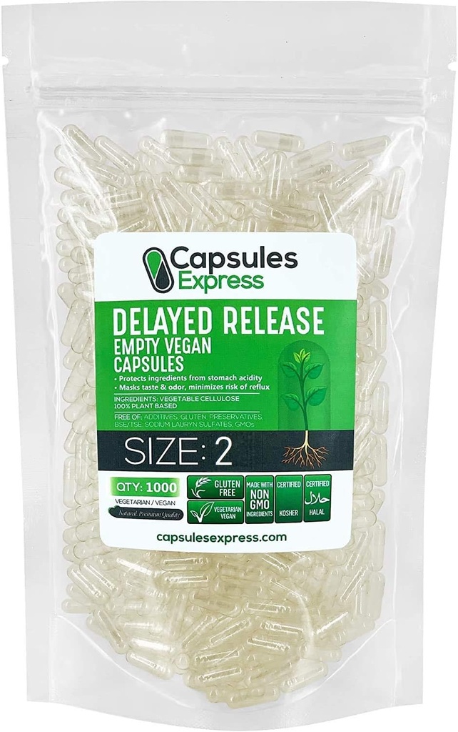 XPRS Nutra Gecikme 2 Boş Kapsüller - 1000 Kont Clear Boş Vegan Capsules - Vegetarian Pills - DIY Sebze Kapsülü - Do-It- Yourself Supplements