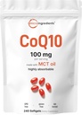 Micro Materialss CoQ10 100 mg Per | 240 Softgels Coconut MCT Oil | High Abors Coenzyme Q10 as Ubiquinone | Antioxy Support for Heart & Energy Health