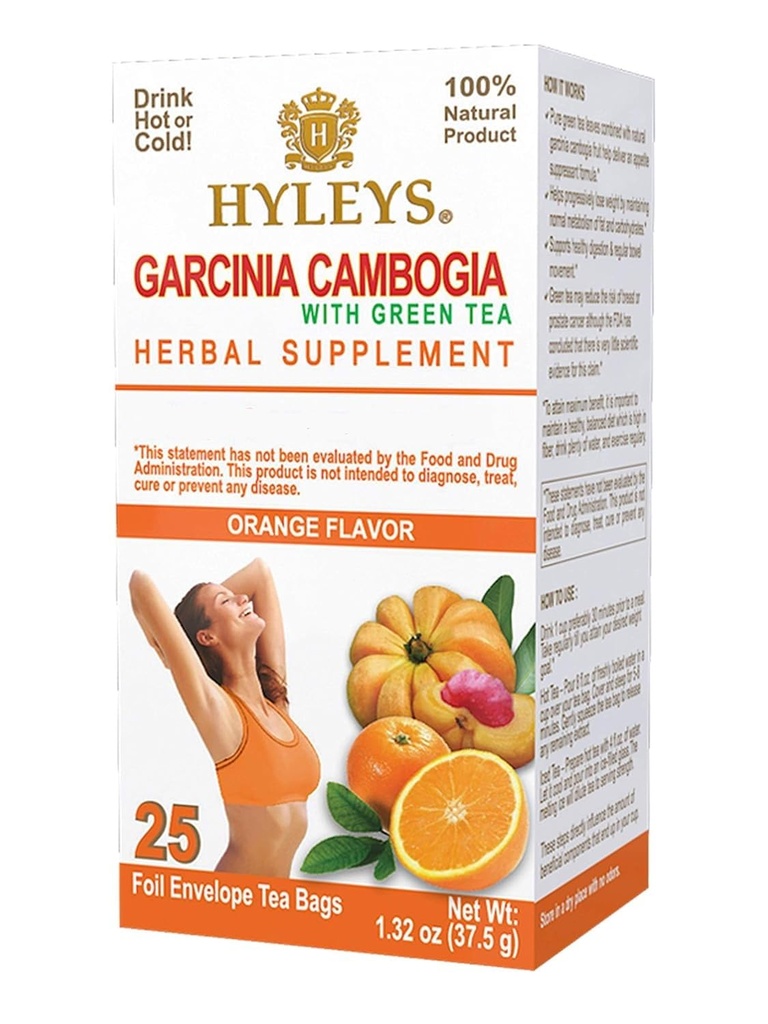 HYLEYS Tea Garcinia Cambogia Green Tea with Orange Flavor - 25 Tea Bag