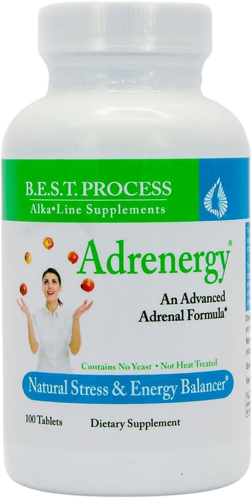 Adrenergy (2 Pack) Best Process Alkaline — Natural Adrenal Support with Adrenal Gland Extract, Adaptogens, Vitamins & Minerals