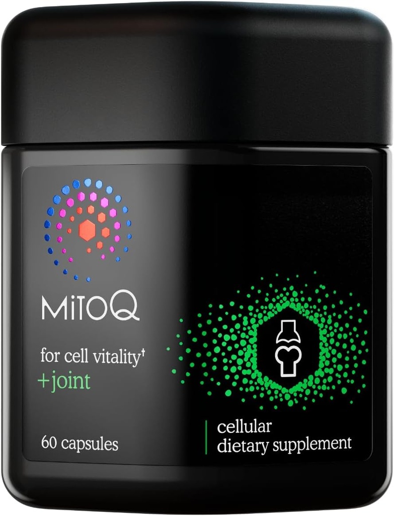 MitoQ +Joint Advanced CoQ10 Antioksi Supplement - Contains Mitoquinol Mesylate & Green Lipped Mussel Omega Oil Extract - Supports Health Joint, Mobility and Cell Vitality (60 Softgel Capsules)