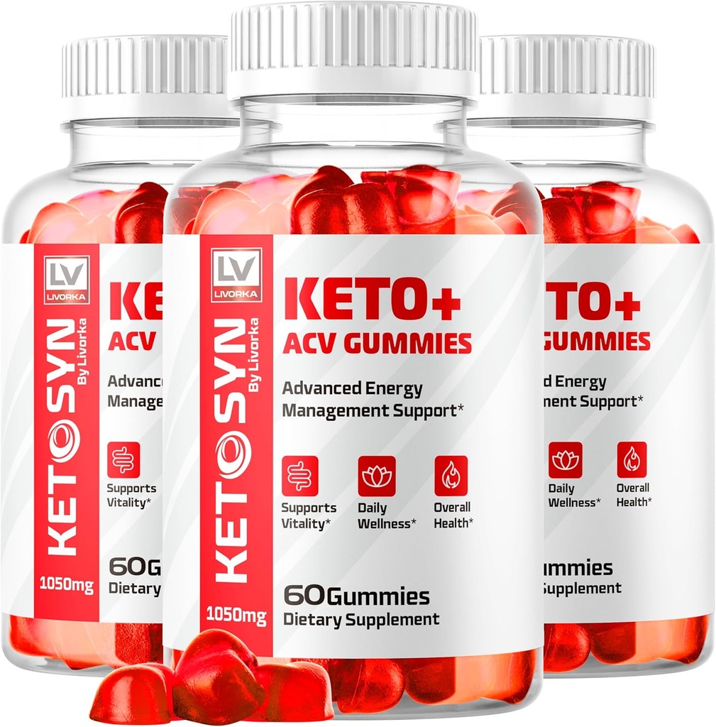 LIVORKA (3 Pack) Ketosyn ACV Gummies, Keto Syn Gummies, Ketosyn Keto Plus ACV Gummies, Ketosyn Keto ACV Gummies, Keto Syn ACV Gummies 1050 MG, Keto ACV Gummies Ketosyn, 180 Gummies για 3 μήνες