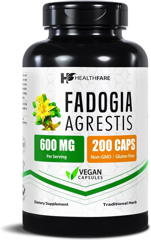 Healthfare Fadogia Agrestis Extract 600 mg | 200 Vegan Capsules | Herbal Supplemen | Non-GMO, Gluten-Free | Made in USA