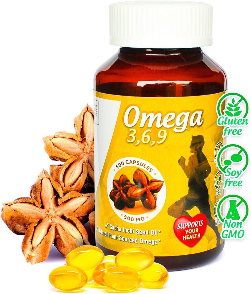 Sikyrya Omega 3, 6 ve 9 softgel Capsules günde% 100 Pure Sacha Inchi Oil l 3000 mg l Plantive Supplement l Odorless Essential Fattyas Source l-GMO l