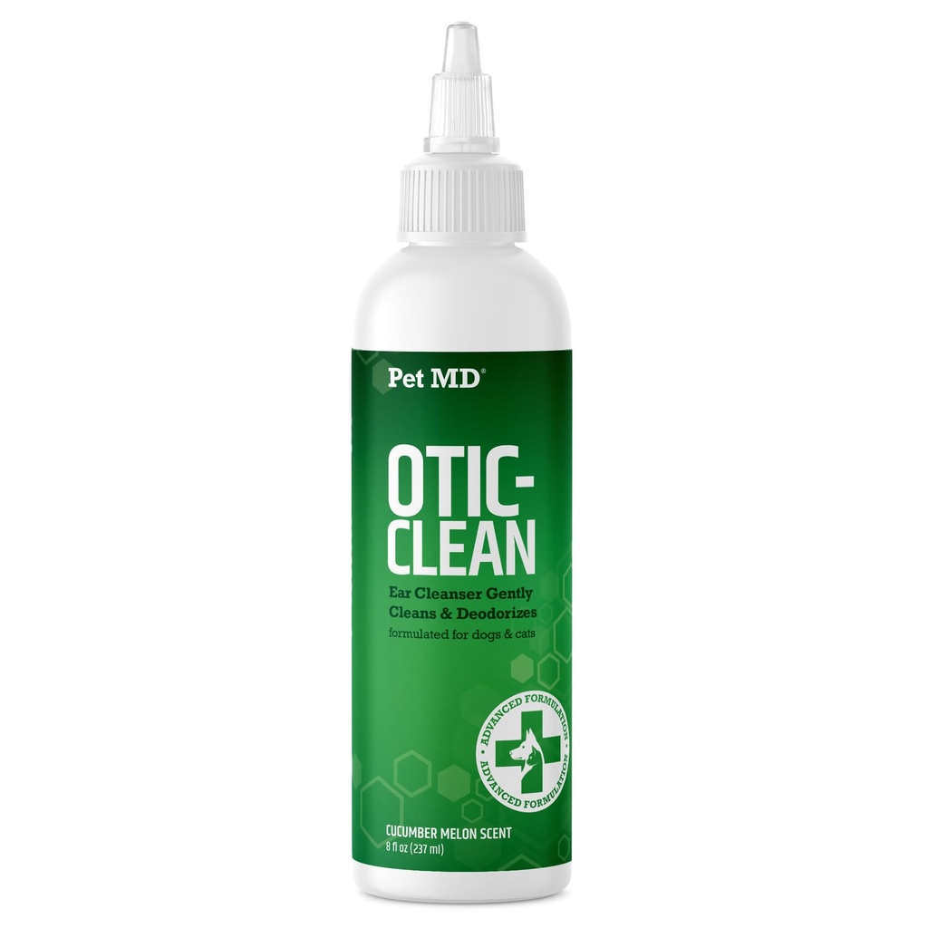 Pet MD Otic Temiz Köpek Kedileri ve Köpekler için Daha Temiz - Enfeksiyonlara Karşı Etkili Enfeksiyonlar Enfeksiyonlar, kaşıntı ve Kontroller Kulak Odor - 8 oz (Cucumber Melon)