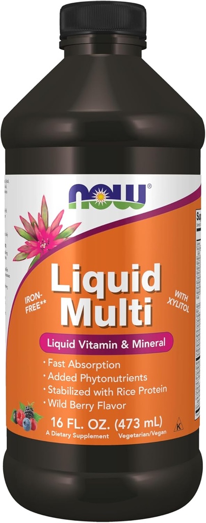 Şimdi Gıdalar Tamamlar, Sıvı Çok, Hızlı Aborpsiyon, Sıvı Vitamin & Mineral, Wild Berry Flavor, 16-Ounce