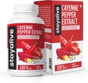 StayAlive Cayenne Pepper Capsules 960mg Super Extract with Ginger, Tur, Turmeric, Beet Root, Black Pepper, 120 Cayenne Capsules, Support Cardiovascular & Immune System, Capsaicin Supplement Pills