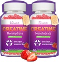 2 Pack Creatine Monohydrate Gummies για γυναίκες & άνδρες, χωρίς ζάχαρη Vegan Create Supplement for Build Musles, Increase Energy & Strength, Natural Strawberry Flavor, 120 Count