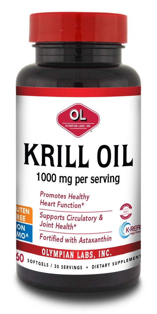 Olympian Labs Antarktika Krill Oil, 1000 mg Astaxanthin, Omega-3, EPA, DHA, Immune, Ortak ve Beyin Desteği, 60 Softgels