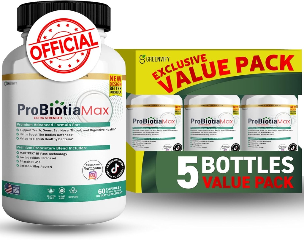 ProBiotia Max 40 δις CFU επιπλέον δύναμη στοματικό προβιοτικό συμπλήρωμα, 60 κάψουλες, υποστηρίζει τα δόντια και την υγεία των ούλων, χωρίς γλουτένη (5)