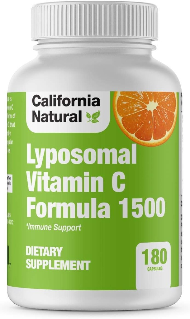 California Natural Liposomal Vitamin C 1500 mg Fat ► Liposomal Vitamin C Kompleksi, Yüksek Abpsiyon, Immune Support, High Bioavailability Collagen Support, Antioksi Supplement - 180 Capsules