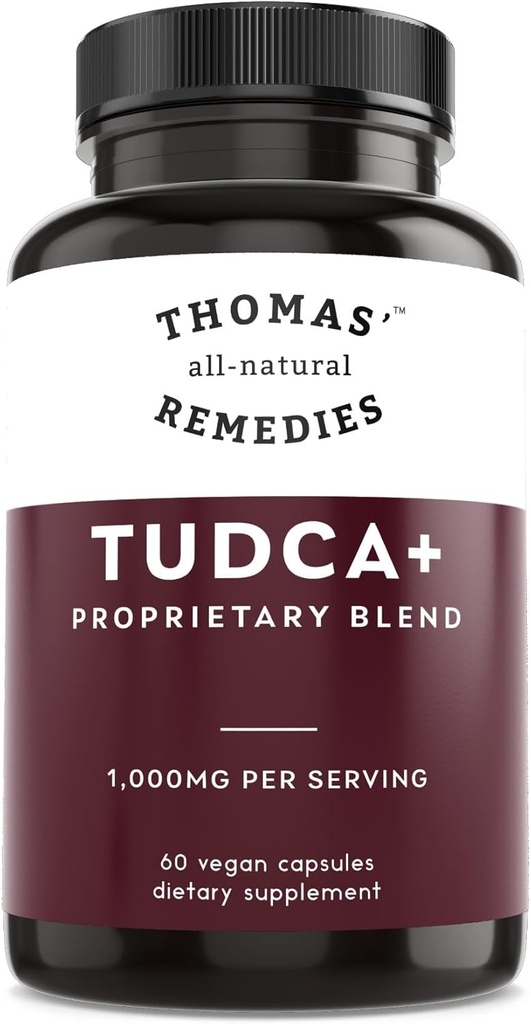 Thomas'ın tüm doğal Remedies Tudca 500 mg (1000 mg Per Service), 60 Capsules- Tauroursodeoxycholic Acid, Liver Support Supplement- Vegan, Non-GMO, No Filler Capsules