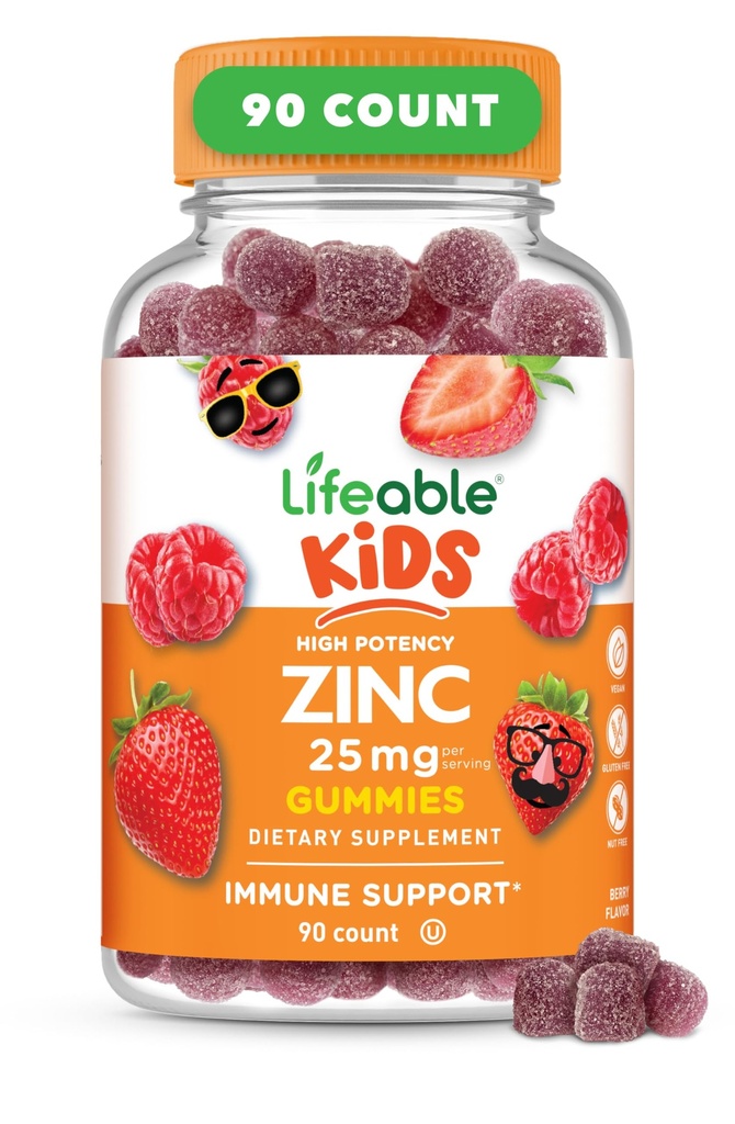 Çocuklar için Yaşama Uygun Çelik | 25mg | Doğal Lezzetli Çinko Gummies | Gluten Free Vegetarian Non GMO çinko Supplements | Kids çinko for Immune Support | 90 Gummies