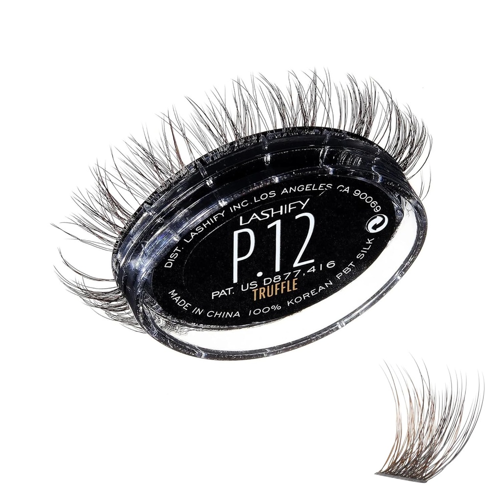 Lashify Plushy 12mm Gossamer Lashes in Truffle Color, Easy DIY Lashes for a Voluminous Ama Hala Doğal Bakıyor