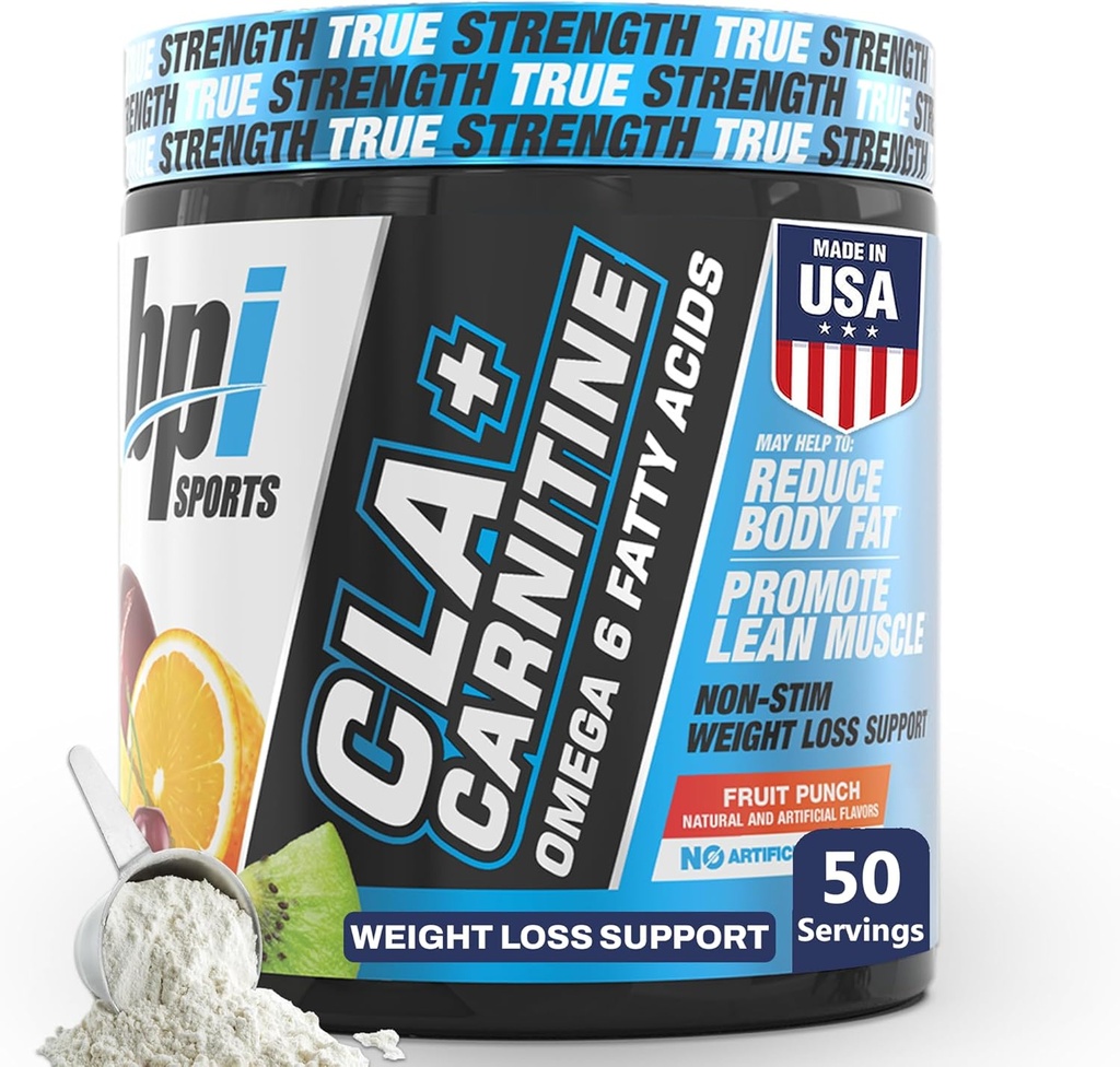 BPI Sports CLA+Carnitine – CLA L Carnitine & Linoleic Acid – L Carnitine Supplement for Kilo Kaybı, Metabolism & Lean Muscle – Caffeine Free – Punch Meyve – 50 Hizmet - 12.34 ozzz