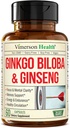 Asya BTC ve Ginkgo Biloba Supplements – Panax Ginsengi 700 mg + Ginko Biloba 720 mg – Nootropic Brain Supplement for Memory, Focus & Sustained Energy – 60 Easy-to-Swallow Capsules