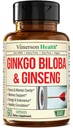 Asya BTC ve Ginkgo Biloba Supplements – Panax Ginsengi 700 mg + Ginko Biloba 720 mg – Nootropic Brain Supplement for Memory, Focus & Sustained Energy – 60 Easy-to-Swallow Capsules