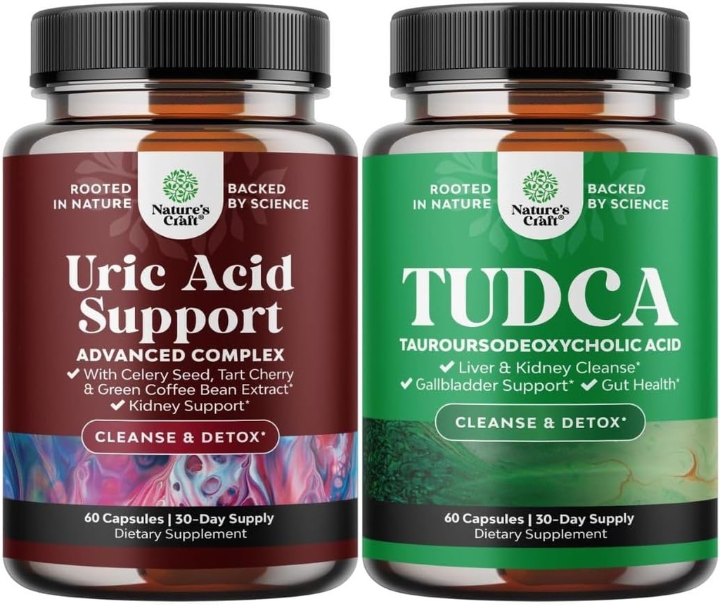 Herbal Uric Acid Cleanse ve Detox ve Advanced TUDCA Liver Support Supplement - Essential Daily Kidney Cleanse ve Uric Acid Support - Gallbladder Liver ve Kidney Support için