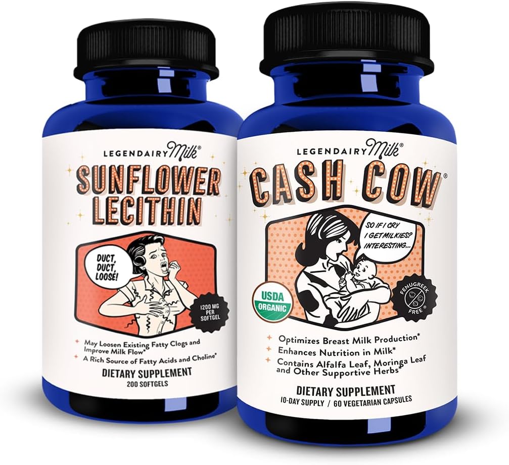Legendairy Γάλα Ηλίανθος Λεκιθίνη + Cash Cow, Συμπληρώματα Θηλασμός για την αύξηση της προσφοράς γάλακτος και Clogged Ducts Γάλα - Γαλουχία Υποστήριξη για την παραγωγή γάλακτος μαστού, Fenugreek Δωρεάν