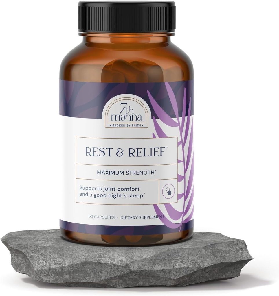 Rest & Relief Sleep Aids for Yetişkinler – Melatonin, GABA, L-Theanine & Ashwagandha – Supports Deep Sleep & Common Comfort – 60 Capsules