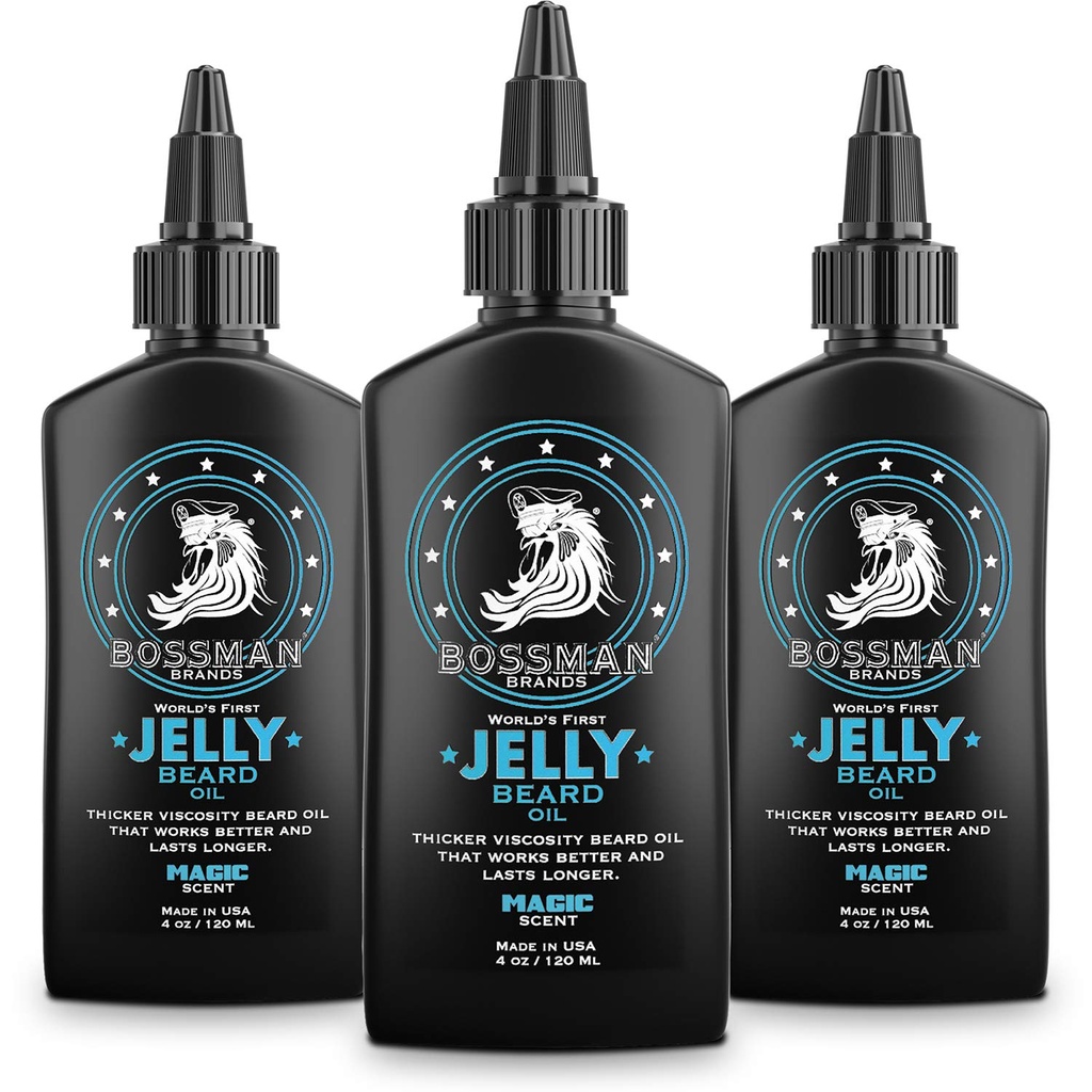 Patronman Jelly Beard Oil for Men - 3 Pack (12 oz in Total, Magic Scent) – Softens, Moistizes & Conditions with Natural Materialss