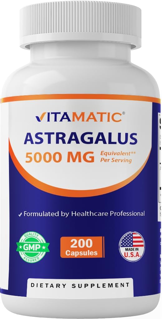 Vitamatic Astragalus Capsules 200 Veg Capsules - 10:1 Astragalus Ekstra 500 mg - Non-GMO, Gluten-Free