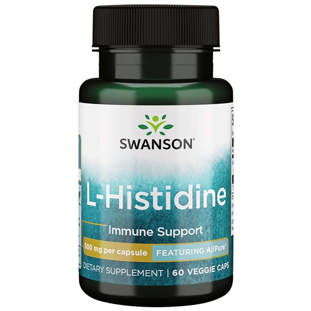 Swanson Amino Acid Ajipure L- Histidine Pharmaceutical Grade 500 Milligrams 60 Veg Κάψουλες
