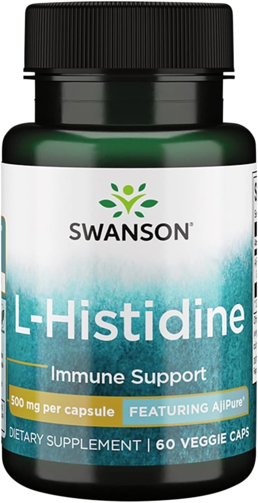 Swanson Amino Asit Ajipure L- Histidine Farm Grade 500 Milligram 60 Veg Capsules