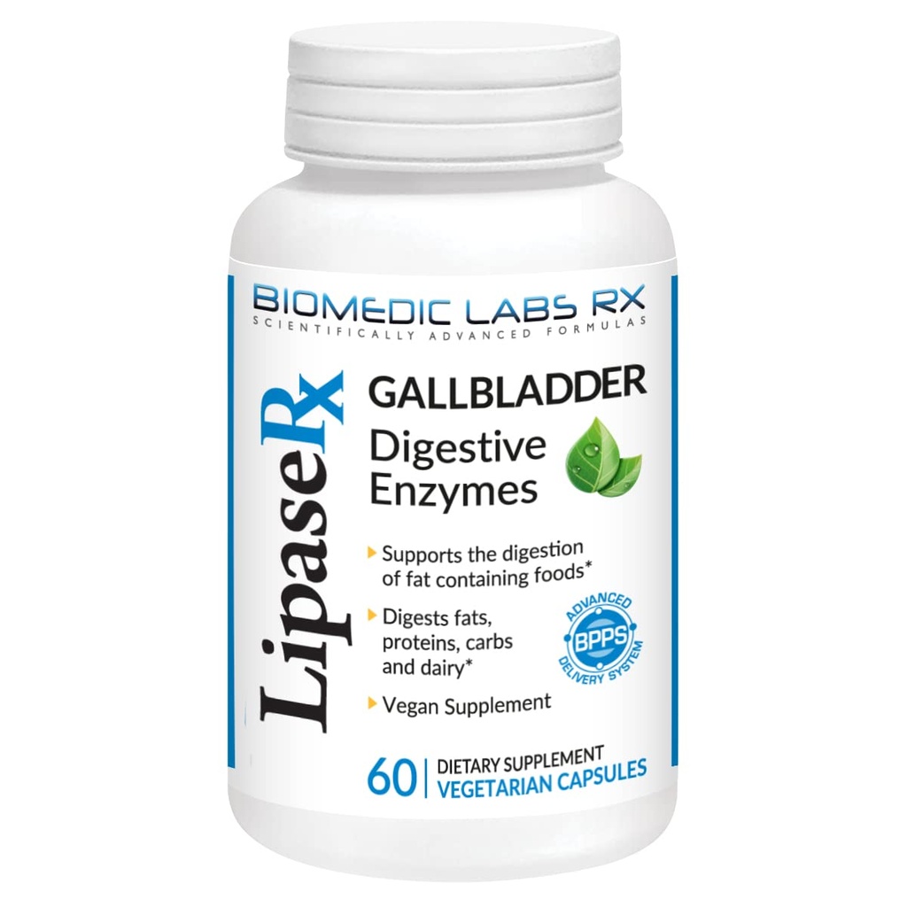 Gallbladder Formula, Lipase, Protease ve Amylase Digestive Enzymes Bloating - Vegetarian Formula, 60 Veg Capsules