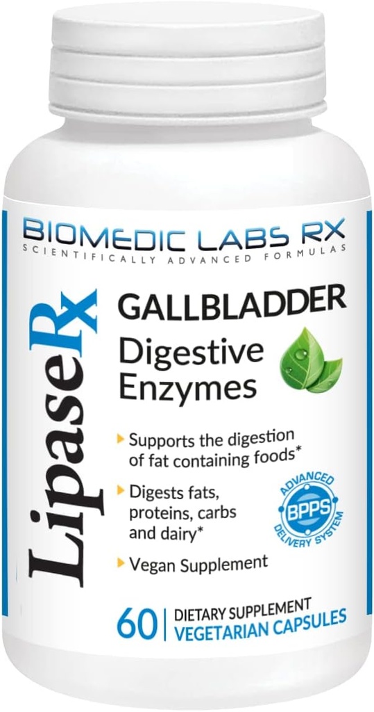 Gallbladder Formula, Lipase, Protease ve Amylase Digestive Enzymes Bloating - Vegetarian Formula, 60 Veg Capsules