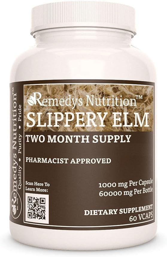 Remedy'nin beslenmesi Terpery Elm Bark | 1.000 mg, 60 Vegan Capsules Herbal Diyetsel Supplement | İki Ay Supply