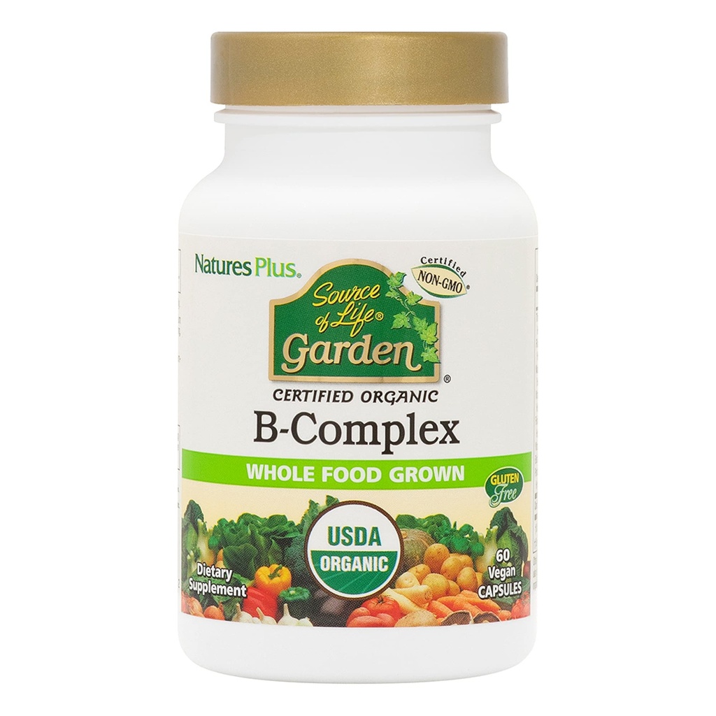 NaturesPlus Life Garden'ın Kaynağı Organik B Kompleksi - 60 Vegan Capsules - Tamam B Supplement, Enerji ATM - Vejetaryen, Gluten-Free - 30 Hizmet