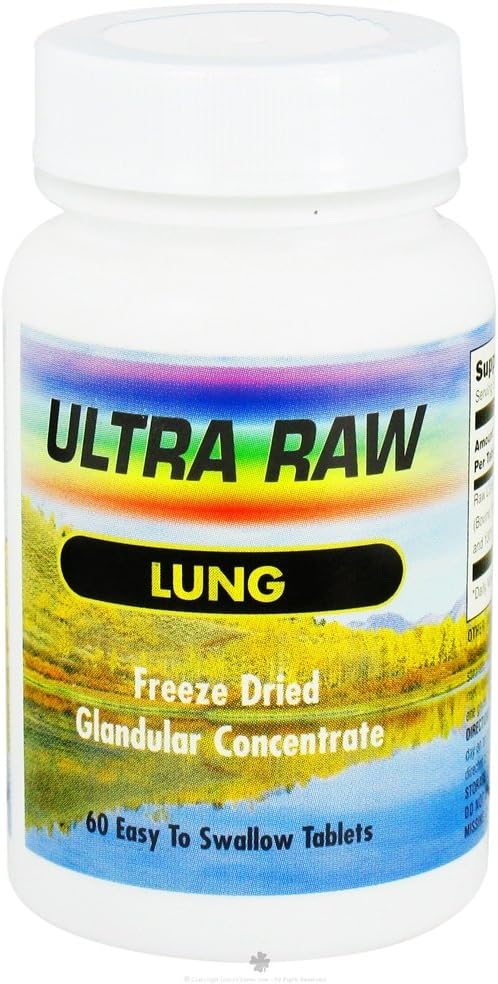 Ultra Enterprises Ultra Raw Lung 200 mg Glandular Desteği, Lung Substance, Vaccum kuru, aşağılanmış, Yüzde 100 Pure, BSE Free Bovine Glands