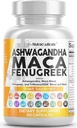 Temiz Nutraceuticals Ashwagandha Maca Root Fenugreek Supplement with Tongkat Ali Ginseng - Stresli Yardımcılar, Mood & Thyroid - Ashwagandha Capsules Fenugreek Caps - 1 Pack
