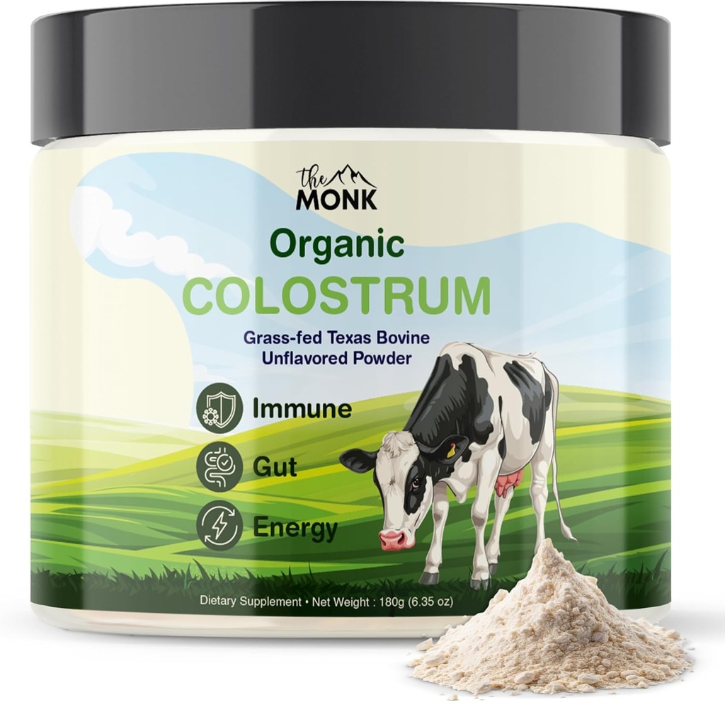Colostrum Supplement - Grass Fed Texas Bovine Whole Colostrum Powder for Immune, Gut & Wellness - Ultimate Ig Superfood - Unflavored - 100% Pure - 6.35 Oz - 90 Servings (Best Value) - Made in The USA