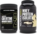 NutraBio Kretine Monohidrat, Unflavored, 300g ve Whey Protein Isolate, Alp Vanilla, Supplement Sche - Muscle Energy, Lean Muscle growth, Recovery, and Strength