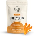 Rising Tide Organic Cordyceps Mushroom Powder - Εξαιρετικά συμπυκνωμένο Cordyceps Extract Powder to Boost Energy, Stamina, and Athletic Performance - 4 OZ Vegan, Non-GMO