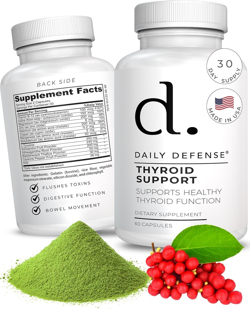 Tiroid Tamamı - Magnezyum, Iodine, Ashwagandha, B12, ve çinko for Yourroid Support for Men & Women - Vegan Diyetary Supplements for Women & Men, 60 Capsules