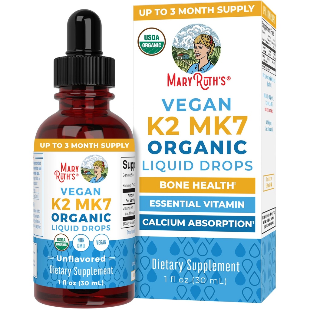 MaryRuth Organics USDA Organik Vitamin K2 MCT Vitaminleri Yetişkinler ve Çocuklar için | 100 mcg K2 MK7 hizmet başına + Organik MCT Oil | Bone Health | Heart Health | Kalsiyum Aborps | 1oz