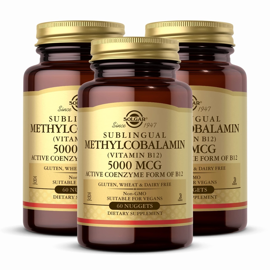 Solgar Torchcobalamin (Vitamin B12) 5000 mcg, 60 Nuggets (Pack of 3) - Cherry Flavor - Supports Energy Metabolism - Body-Ready, Active Form - Non-GMO, Vegan, Gluten Free - 180 Toplam Hizmetler