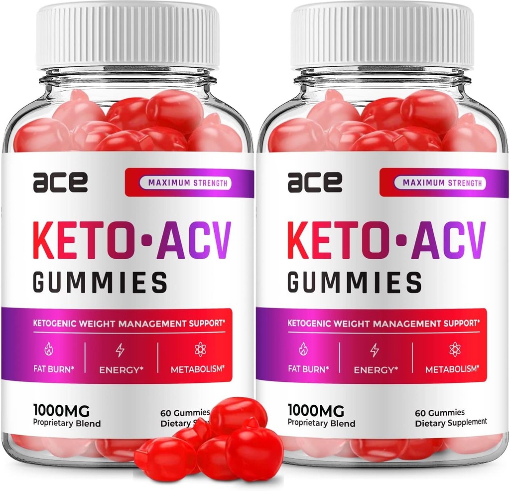 (2 Pack) Ace Keto ACV Gummies - Σύνθετη Formula Ace Keto Plus ACV Gummies Apple Cider Vinegar Ace ACV, Διαχείριση βάρους, Συμπλήρωμα διατροφής Κριτικές Άνδρες (120 Gummies)