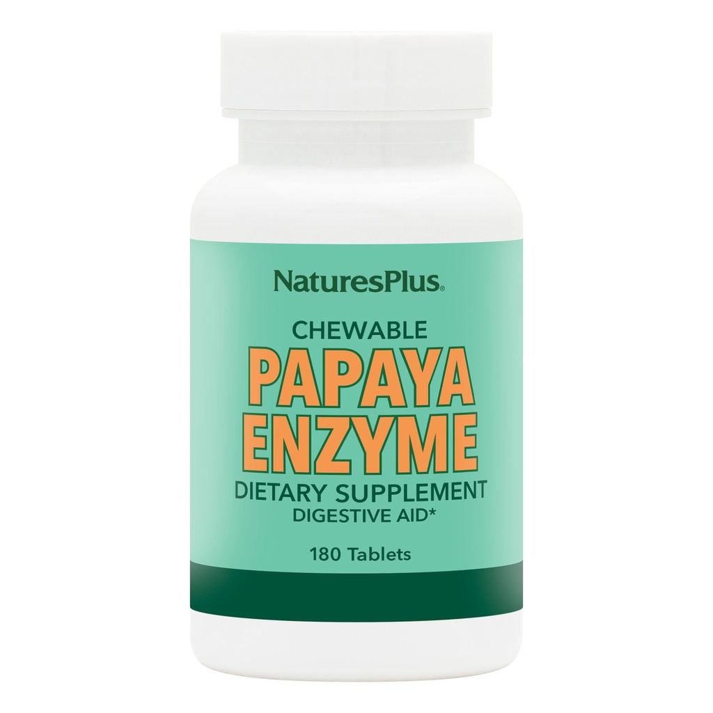Natures Plus Papaya Enzyme - 6 mg Papain - All Natural Digestive Aid Supplement, Contains Amylase & Protease - 180 Chewable Tabletler (180 Hizmetler)