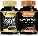 WELLNESS LABSRX Lions Mane Supplement Capsules ve Mushroom Capsules
