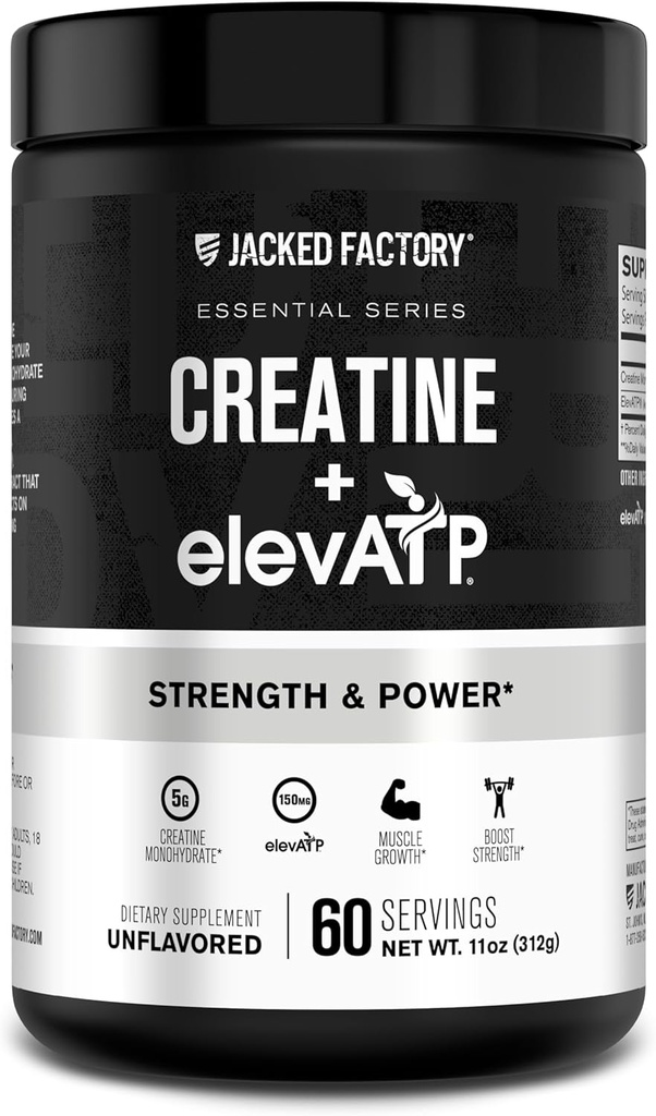 Jacked Factory Tinatine + ElevATP - 60 Hizmet, Unflavoured Energy & Endurance - 60 Hizmet, Unflavoured