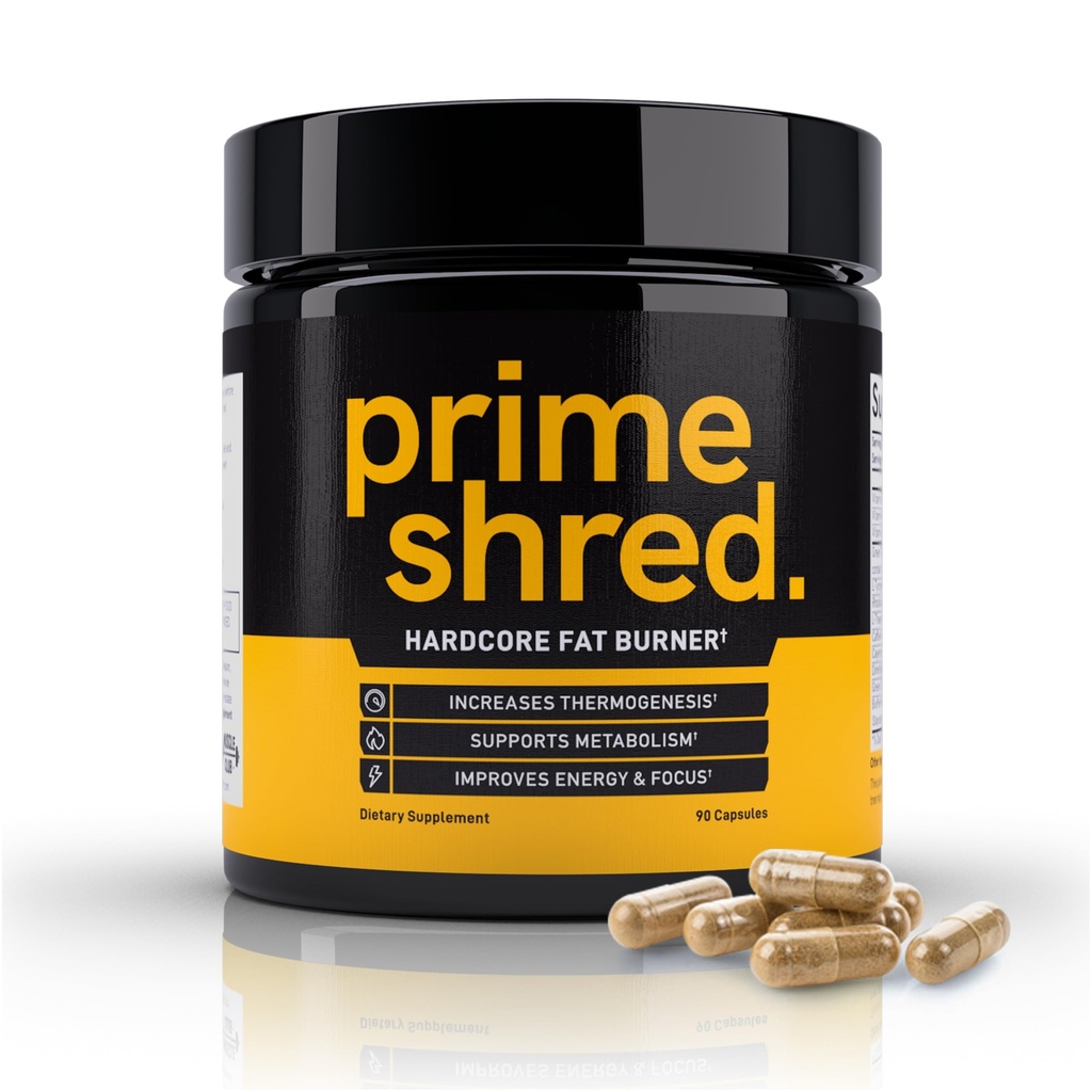 PrimeShred: Fat Burner for Men, Natural Appetite Suppressant, termogenic Workout Metabolism ATM & Energy Supplement, Kilo Management w/Green Tea, Caffeine L-Carnitine, Vegan & Soy-Free, 90 Caps