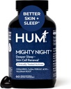 HUM Mighty Nighttime Sleep Supplement for Skin Care, CoQ10, Valerian Root & Ferulic Acid to Support Cell Turover, Skin Vitamins for Women and Men, Overnight Beauty Vitamins, 60 Vegan Softgels