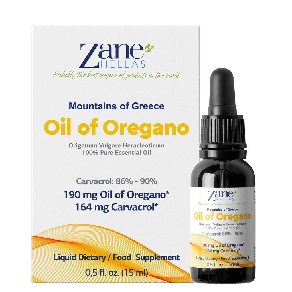 Zane Hellas 190 mg Oregano Oil-164 mg Carvacrol per Service-4 Drops Daily. 100% Yunan Oregano'nun Undiled Oil of Oregano.% 86 Min Carvacrol. Muhtemelen Dünyadaki En İyi Oregano Yağı. 0,5 g. oz.- 15 ml.